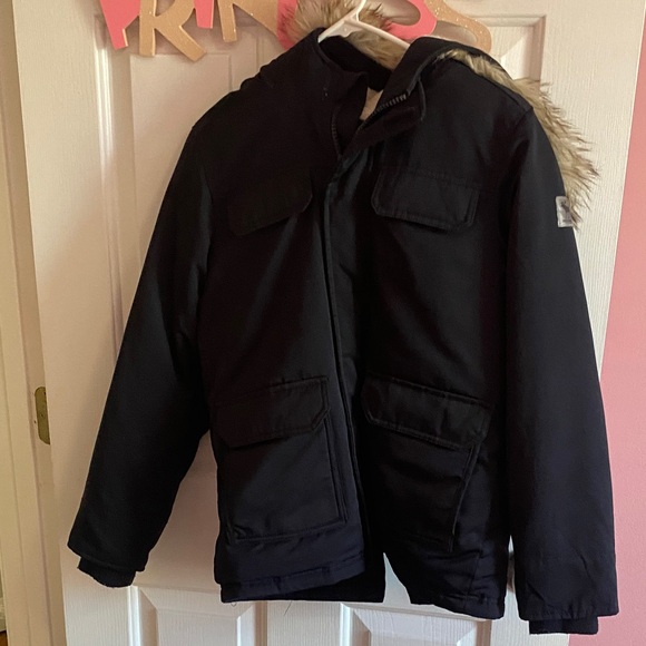 Abercrombie & Fitch Black Jacket with Faux Fur